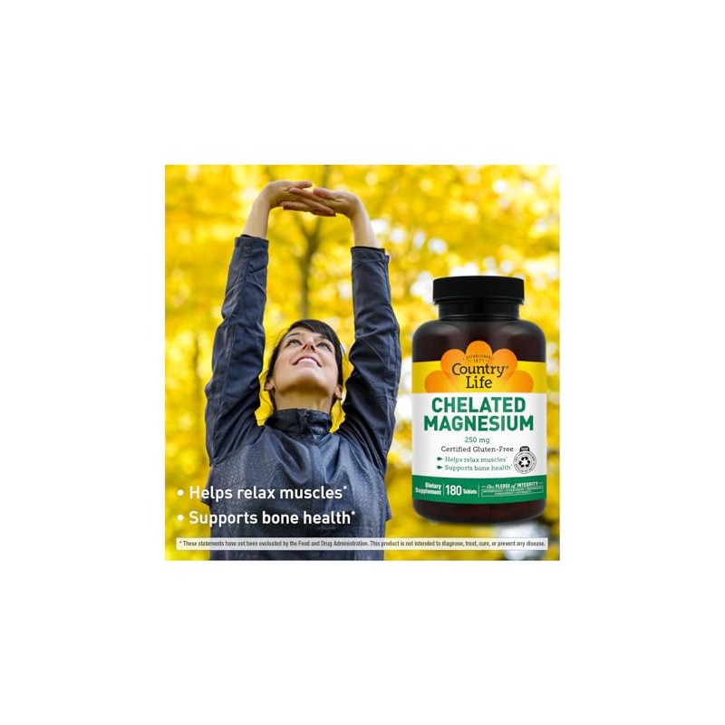 COUNTRY LIFE Chelated Magnesium Tablet, 180 Tablets