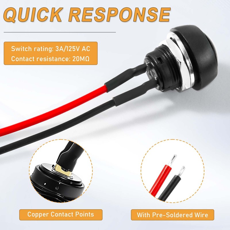 8pcs 12mm Momentary Push Button Switch,1/2” Waterproof Momentary Switches, Mounting