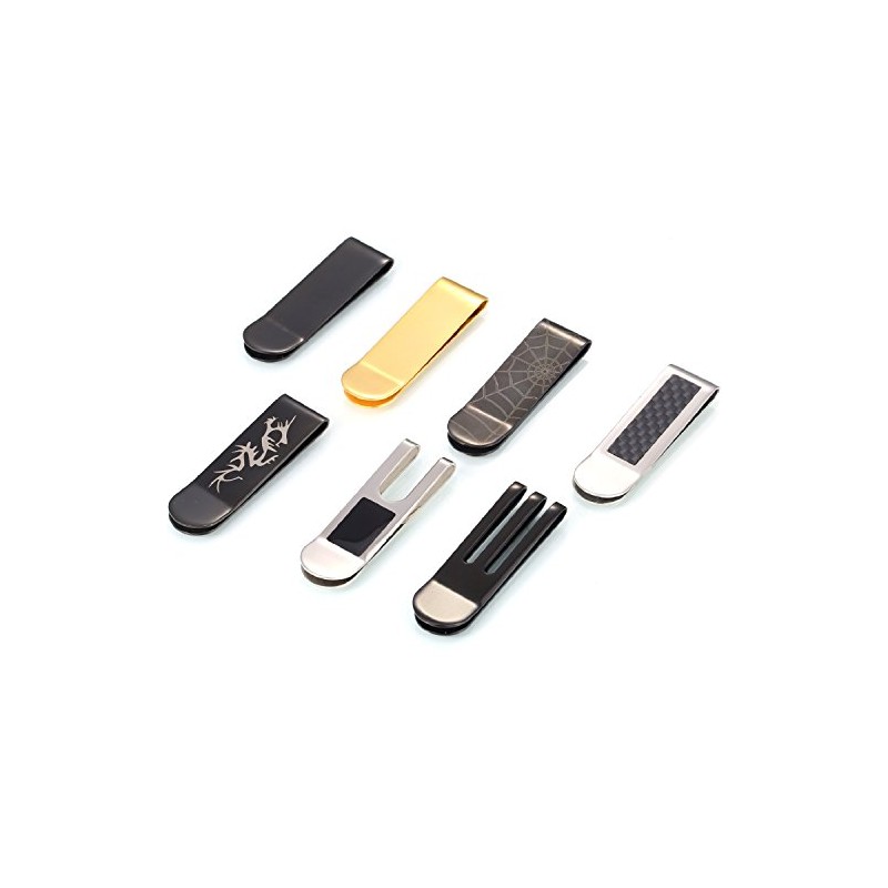 DonDon Men's Money Clip Stainless Steel Black Spider