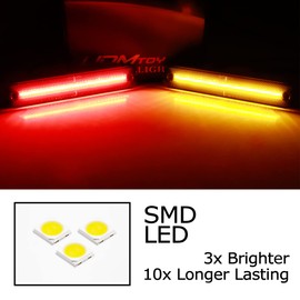 iJDMTOY Black-Out Smoked Lens Amber/Red Full LED Front/Rear Side Marker Light Kit Compatible With 1973-79 Ford F100 F150 Bronco, Powered by Total 180-SMD LED, Replace OEM Amber/Red Sidemarker Lamps