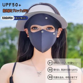 Buffydeer UV Protection Mask, Women's, Windproof, Sun Protection Cloth Mask, Full Face, Sunscreen, Women's, Summer, UPF50+, UV Protection, Cool, Small Face, 3-Dimensional, Eye Protection, No Stuffy