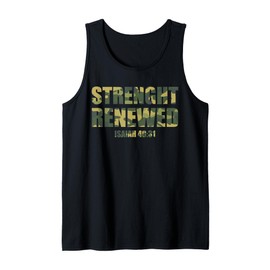 Strenght Renewed Christian Men Camo Scripture Gym Workout Tank Top