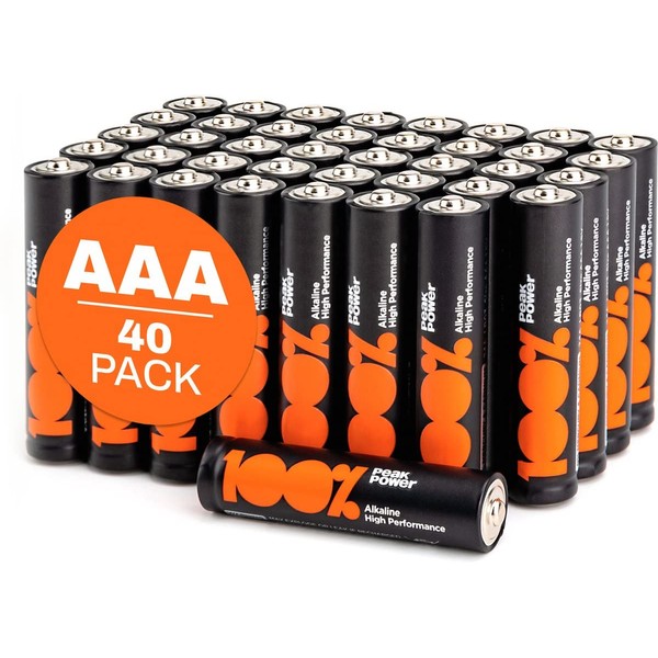 Pilas AAA de 1,5 V, paquete de 40 | 100% PeakPower| Batería triple A / LR03 de alto rendimiento