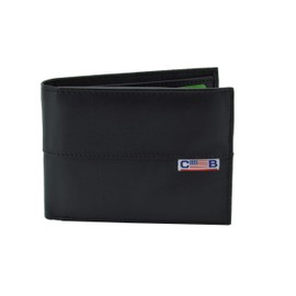 Cotton Belt Men's Wallet External Faux Leather Inner Genuine Leather and Gift Box, Black, Casual