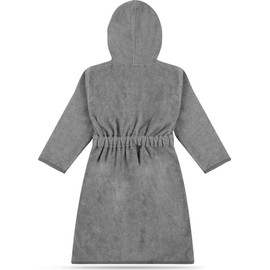 normani Children's Bathrobe on 100% Organic Cotton Bath Towel for Boys and Girls - Sustainable Terry Towelling Bathrobe, lightgrey