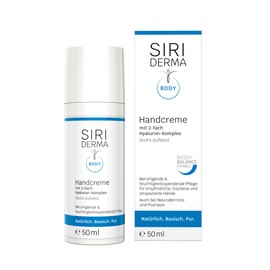 SIRIDERMA Hand Cream | Vegan, Basic Hand Care for Dry and Cracked Hands | Also for Neurodermatitis and Psoriasis (Lightly Fragranced, 50 ml)