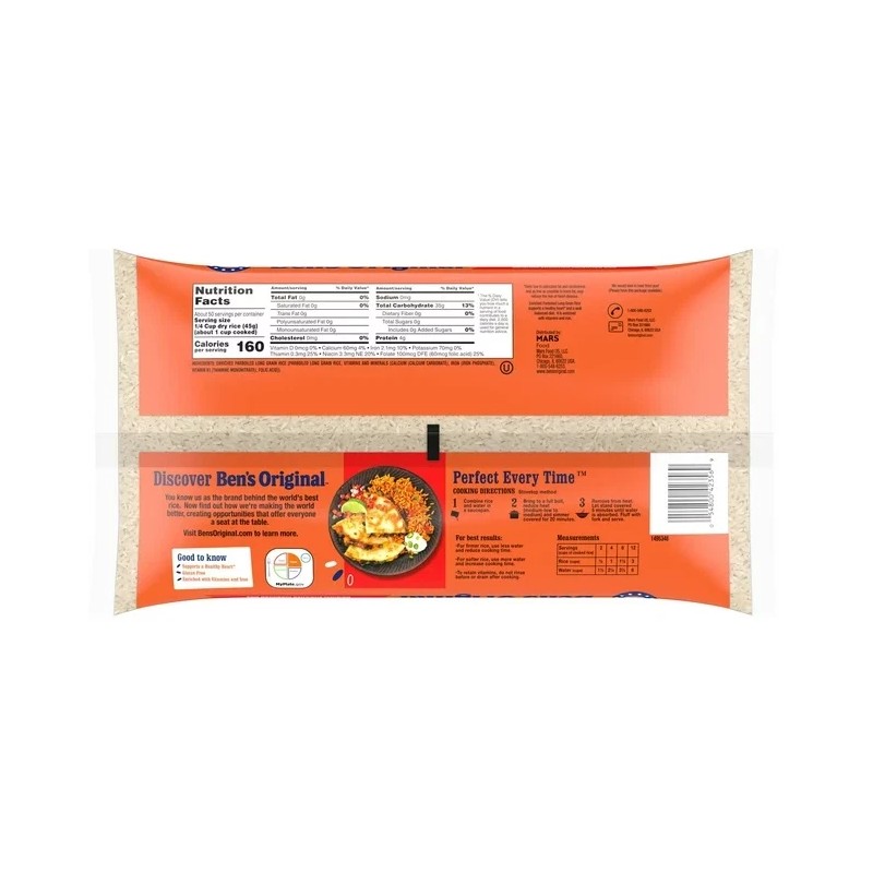 BEN'S ORIGINAL Enriched Long Grain White Rice, Parboiled Rice, 5