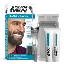 Just For Men Tinte Colorante en Gel para Barba y Bigote,Color Castaño Oscuro B45,Sin Amoníaco, Con Cepillo De Fácil Aplicación, 28.4g