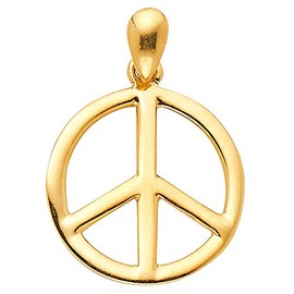14k Yellow Gold Peace Sign Pendant