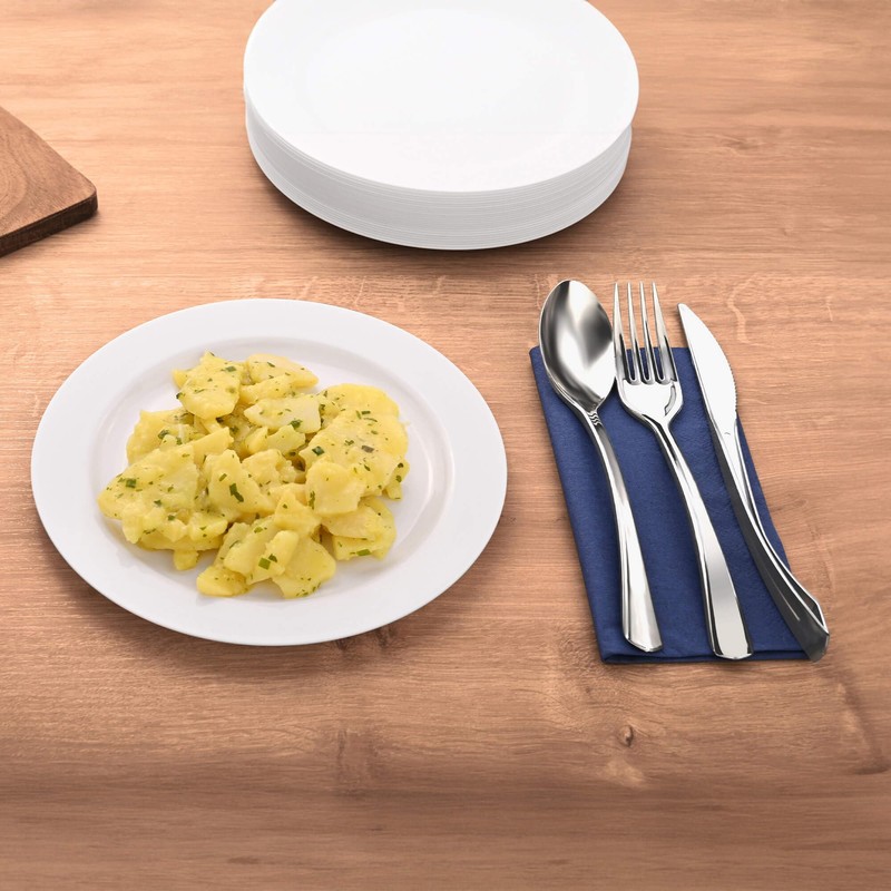 Gräwe Premium Disposable Plates 19 cm Sturdy with Silver Edge