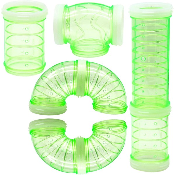 8 Pack Hamster Tube Set,Transparent Curved Pipe Pet Cage Tunnel