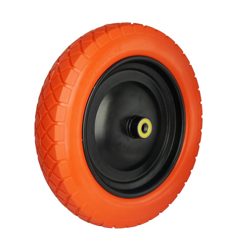 3.25/3.00-8 Wheelbarrow Tire Flat Free with 3/4 & 5/8 Bearings,