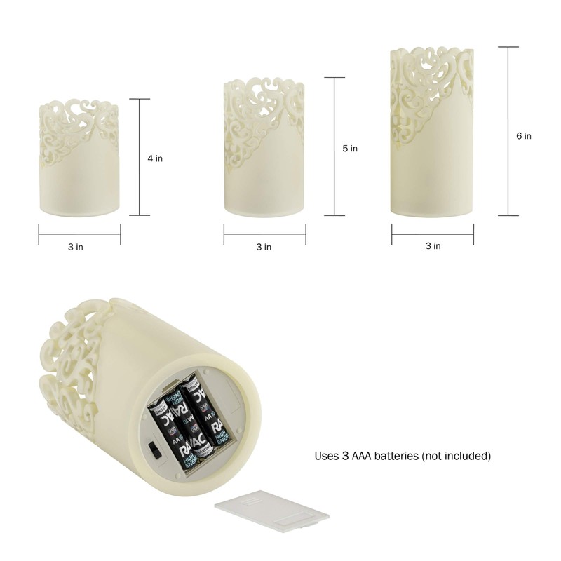 Remote Control LED Candles - Set of 3 Battery-Operated Realistic