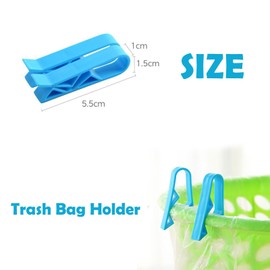 10 Pack Garbage Bin Clips,Garbage Bin Clip,Plastic Kitchen Garbage Bin Clip,Washroom Trash Can Bag Clips,Waste Basket Garbage Bin Clamp,Rubbish Bag Clip,Sturdy Anti-Slip Fixation Clip Holder (Blue)