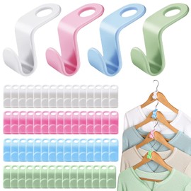 Clothes Hangers Space Saving Clothes Hangers Connecting Hooks 80 Pieces Hanger Hook Hanger Clip Drop Connection Handle for Hangers (Multi-Colour)