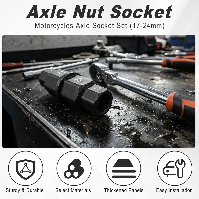 EKUWU Motorcycle Front Wheel Hex Axle Tool, Spindle Socket Adapter