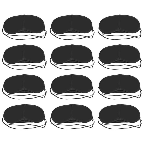 Shapenty Black Eye Mask Shade Cover Blindfold Game Travel Nap Sleep Aid Cover Eyeshade Light Guide Relax Night Sleeping Cover with Nose Pad for Men Women, 12PCS