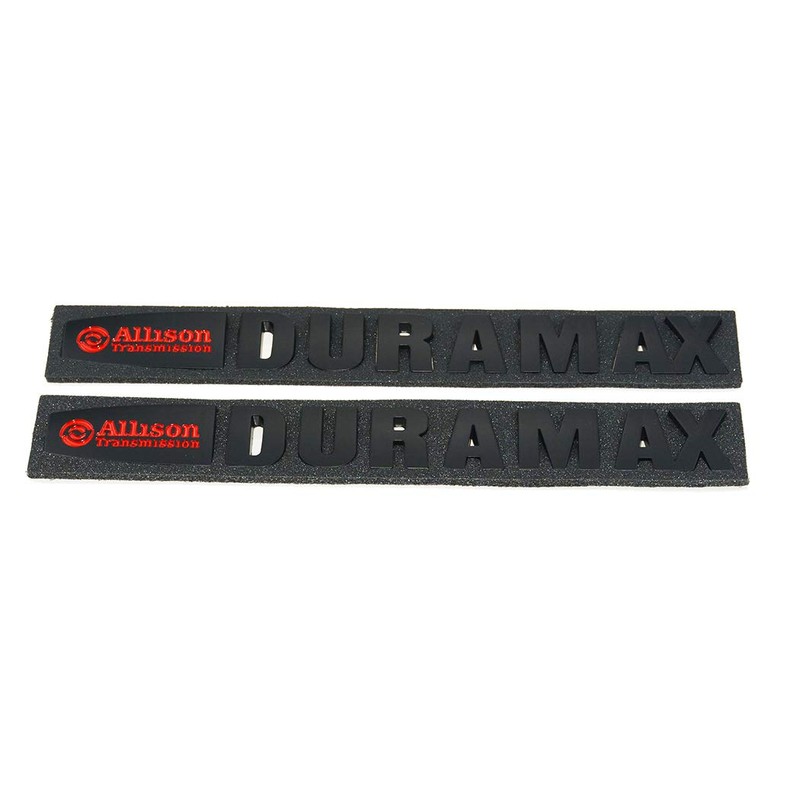 2X Allison Duramax Emblem Badge Matte Black/Red 3D Raised Strong