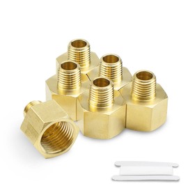 Bwintech 2 Pcs 3/8" Female to 1/4" Male BSP Thread Brass Hex Bushing Reducing Connector for Pipe Connecting Conversion