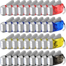 Treela 36 Pcs Hand Crank Flashlights Operation Christmas Bulk Items Squeeze Flashlight No Battery Required Torchlight 3 Powered Charging for Emergency(Yellow, Green, Blue, Red)