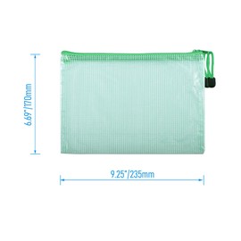 Skweawert 3 Pcs 9.25" x 6.69" A5 Sizes Mesh Zipper Pouch Bags, Mesh Bags with Zipper，Waterproof Clear document pouch for Organization Puzzles Travel, Office, Classroom Organization, A5 Green