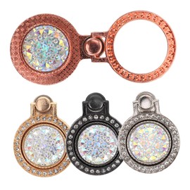 SHOWERORO 4pcs Rhinestone Clock Phone Ring Stand Rotating Gemstone Holder Drop Grip for Smartphones Chic Cell Phone Accessories Gold Rose Gold Silver and Black