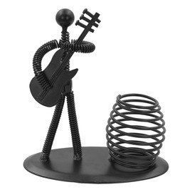 Iron Art Guitar Pen Container Holder,Retro Metal Spring Music Pencil Cup Pot Storage Organizer Pencil Holder Container Musician Figurine Ornament for Kid Home Office Desktop Stationery Gift（A0734）