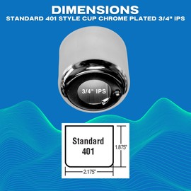 Fire Sprinkler Escutcheon Cup, Standard 401 Style Escutcheon Pendant Cup Chrome Plated 3/4" IPS, 401 Steel Standard Escutcheon, For Fire Sprinkler Trim