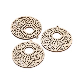 Pandahall 10pcs Natural Wood Flat Round Earring Blanks Lightweight Filigree Wooden Big Cutout Dangle Pendant Charms for Statement Earring Jewelry Making Supplies Women Girl