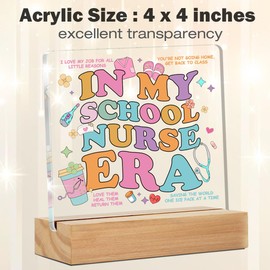 School Nurse Gifts for Women, School Nurse Appreciation Gifts for Women, in My School Nurse Era Acrylic Desk Plaque Sign 4 x 4 Inches