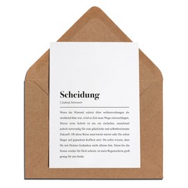 Karte zur Scheidung mit Briefumschlag: Scheidung Definition