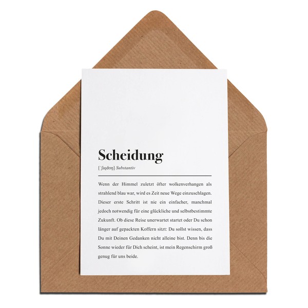 Karte zur Scheidung mit Briefumschlag: Scheidung Definition