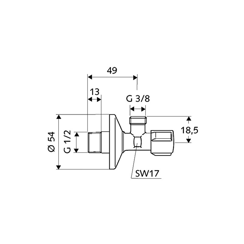 Schell 52120699 7890306 Comfort control angle Valve 1/2-Inch x 3/8-inch