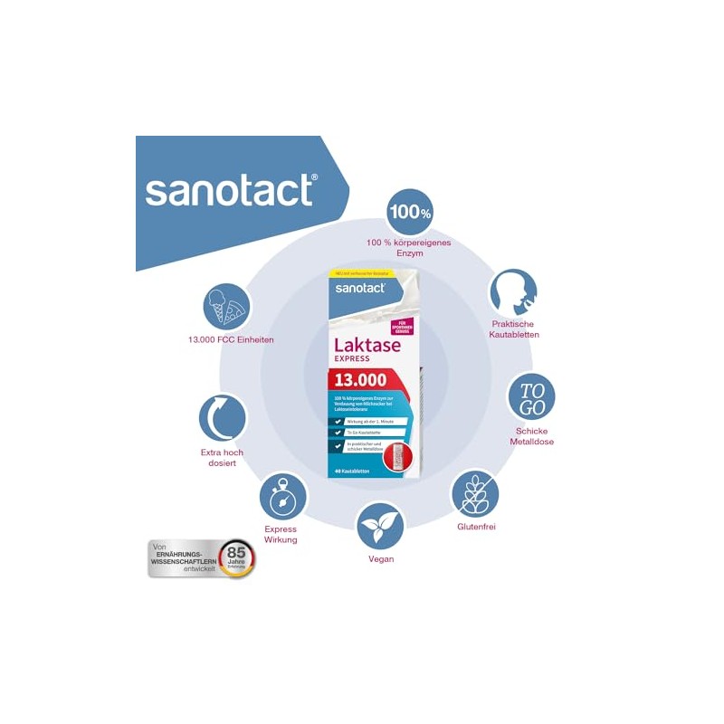 sanotact Lactase 13,000 Express (6 x 40 lactase tablets), lactose