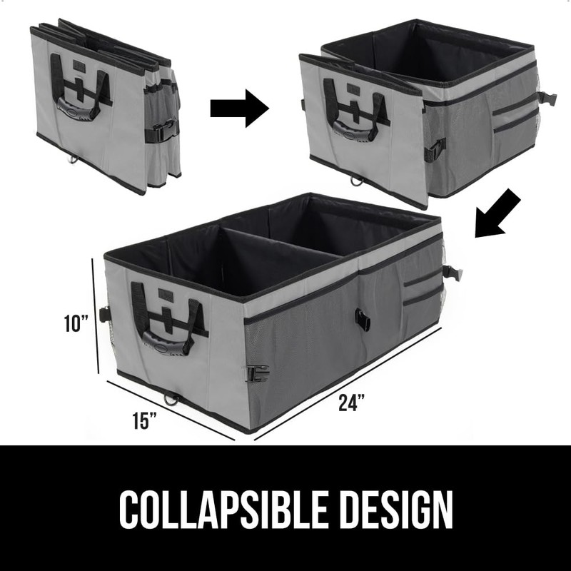 GORILLA GRIP Large Capacity Sturdy Trunk Storage Organizer, Slip and