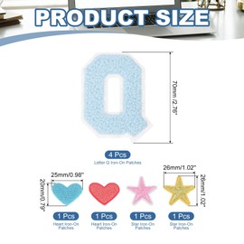 PATIKIL Parche para planchar con letras, paquete de 4 parches de chenilla para planchar de 2.75 pulgadas, calcomanías del alfabeto para decoración de disfraces de equipo, ropa, sombrero, bolsa de