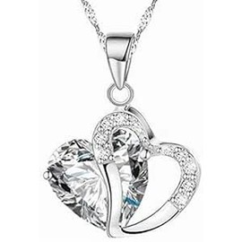 Women's 925 Sterling Silver Cubic Zirconia with Vivid Heart Necklace