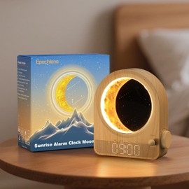Sunrise Alarm Clock, White Noise Machine, Wood Grain | 10 Soothing Sounds, Dual Alarms, 30/60/90min Timer, Easy Snooze, Bedroom Gift for Insomnia Adul