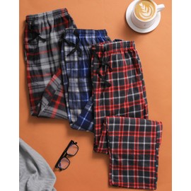 Active Club Plaid Fleece Pajama Pants 3 Pack - Mens Lounge Pants with Pockets - Mens PJ Bottoms (Winter Plaid 3-Pack, X-Large)