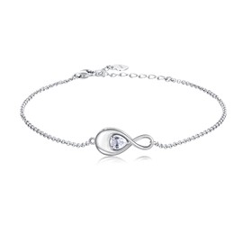 Sterling Silver Infinity Urn Bracelet for Ashes - S925 Teardrop Cubic Zirconia Cremation Keepsake Jewelry Gift for Women Loss Loved One