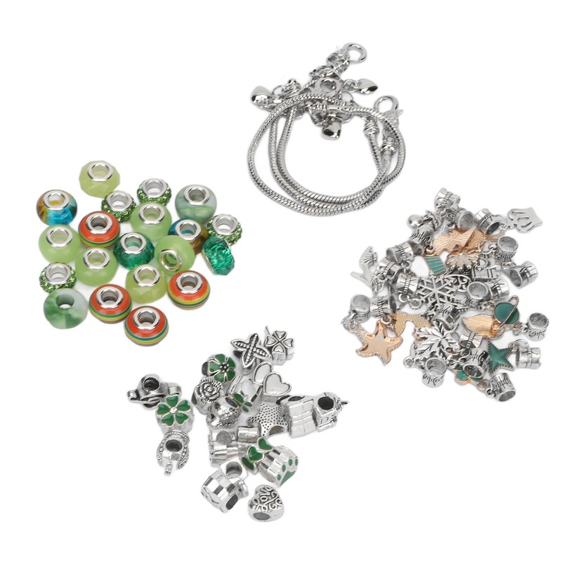 Charm Bracelet Making Kit Basic Bracelets Colored Beads Pendants Jewelry