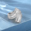 MDFUN 2 Rows Twisted Eternity Rings Emerald Cut Cubic Zirconia