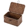 GUSHBIN Handwoven Seagrass Basket Wicker Shelf Basket with Lid Rectangular