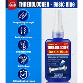 ThreadLocker Blue, Thread Lock Medium Strength Lock Tight for Nuts, Bolts, Fasteners and Metals, Anaerobic Curing Metal Glue to Prevent Loosening and Corrosion (medium-50ml)