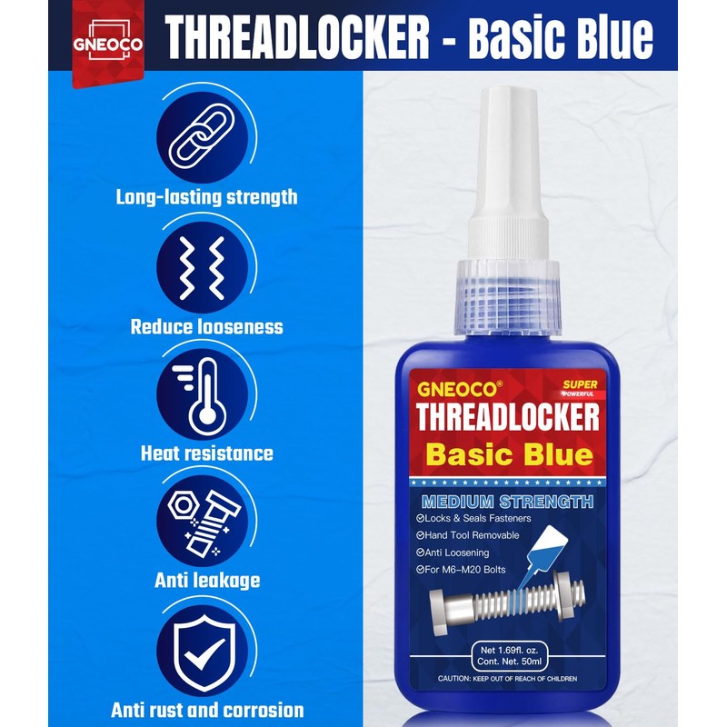 ThreadLocker Blue, Thread Lock Medium Strength Lock Tight for Nuts,