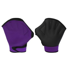 PATIKIL Web Swimming Gloves 1 Pair Swimming Gloves for Water Fitness Water Resistance Aerobics Gloves for Women and Men Swimming Diving Purple/Black L