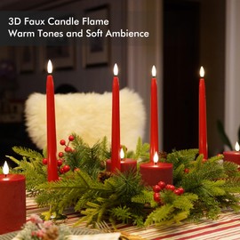 Flameless Taper Candles with Timer, Battery Operated Led Candle Sticks Real Wax Finished, Remote and Batteries Included - H 11" Set of 4 (Red)
