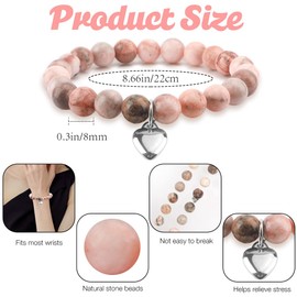 Hisxierng Thank You Teacher Bracelet Appreciation Gifts from Student - Unisex Pink Stone Beaded Stretch Bracelet - Valentines Day, Christmas, Graduation, Birthday, Thanksgiving