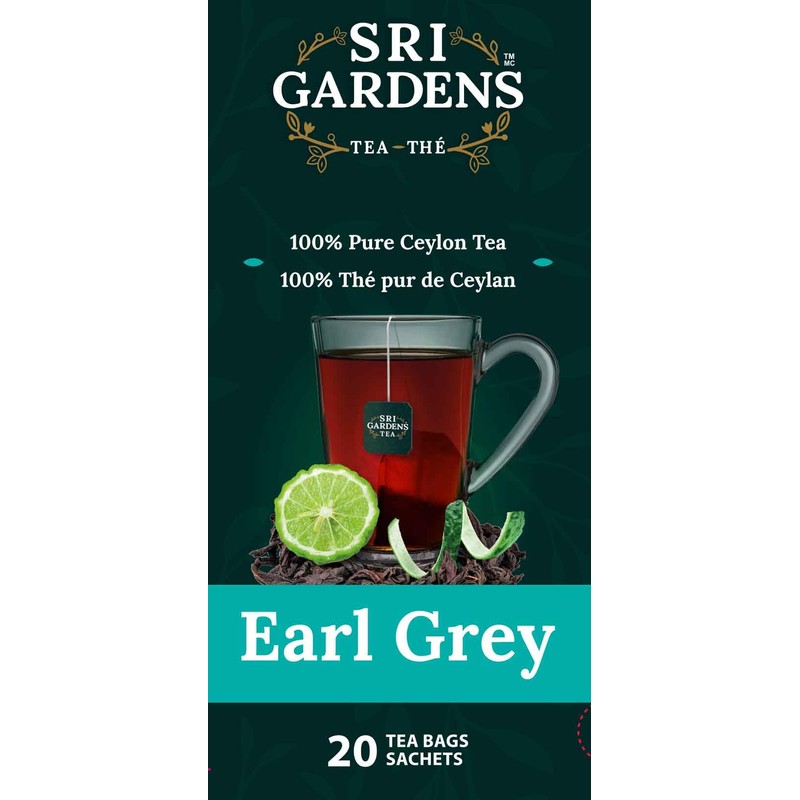 Sri Gardens Tea Earl Grey Tea Bags, 20 count