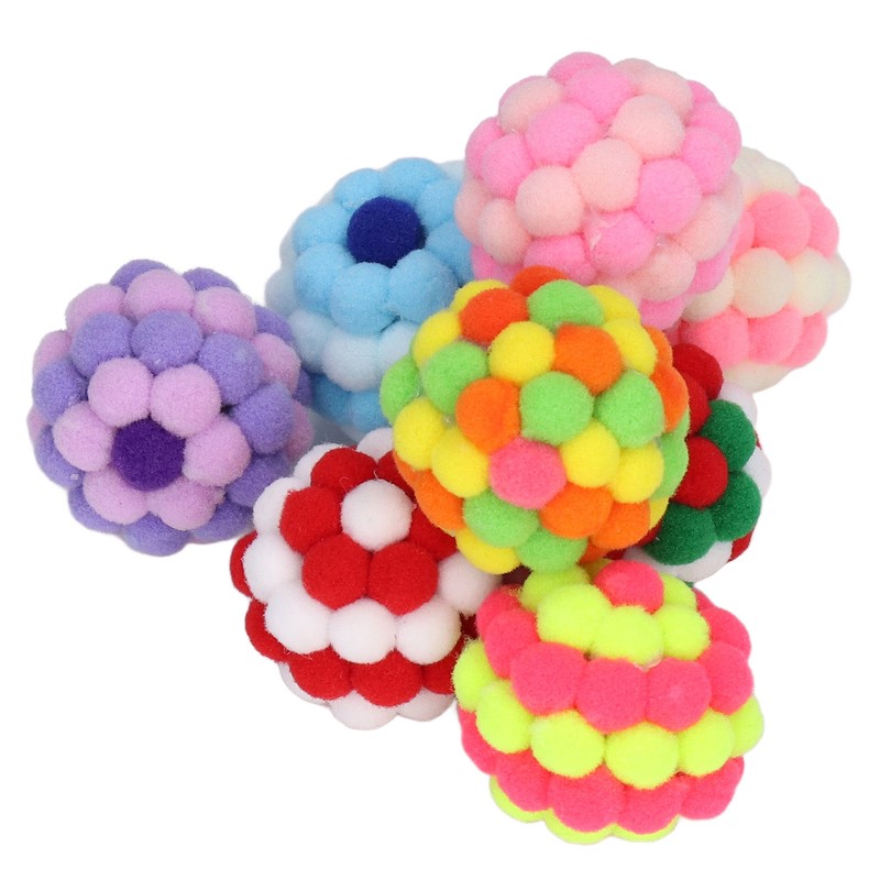 8pcs Cat Ball Toys Elastic Soft Colorful Interactive Chasing Chewing